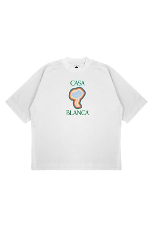 Unisex Oversize CASABLANCA MANTAR LOGO Baskılı Boxy Fit Kalın Kumaşlı (240gsm) T-shirt