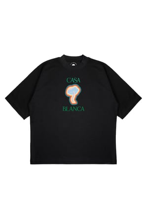 Unisex Oversize CASABLANCA MANTAR LOGO Baskılı Boxy Fit Kalın Kumaşlı (240gsm) T-shirt
