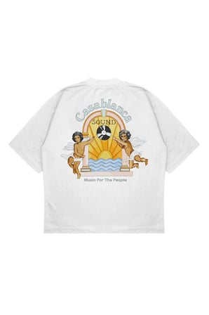 Unisex Oversize CASABLANCA MUZIK MELEK Baskılı Boxy Fit Kalın Kumaşlı (240gsm) T-shirt