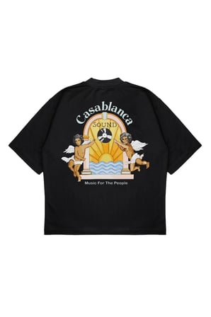 Unisex Oversize CASABLANCA MUZIK MELEK Baskılı Boxy Fit Kalın Kumaşlı (240gsm) T-shirt