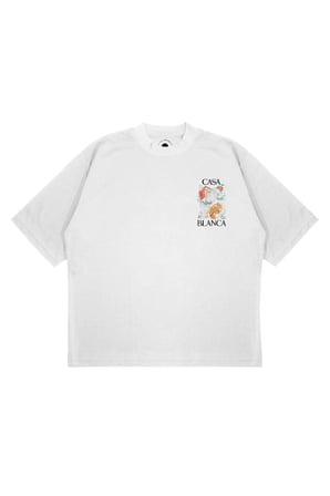 Unisex Oversize CASABLANCA SUTUN Baskılı Boxy Fit Kalın Kumaşlı (240gsm) T-shirt