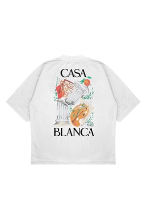 Unisex Oversize CASABLANCA SUTUN Baskılı Boxy Fit Kalın Kumaşlı (240gsm) T-shirt