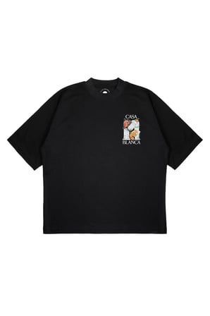 Unisex Oversize CASABLANCA SUTUN Baskılı Boxy Fit Kalın Kumaşlı (240gsm) T-shirt