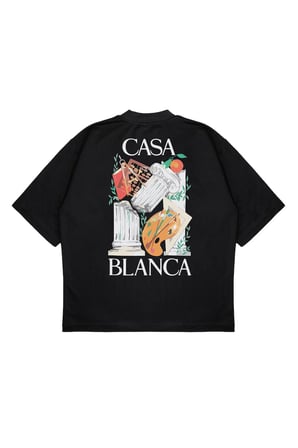 Unisex Oversize CASABLANCA SUTUN Baskılı Boxy Fit Kalın Kumaşlı (240gsm) T-shirt
