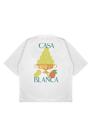 Unisex Oversize CASABLANCA TENIS TOP KADEH Baskılı Boxy Fit Kalın Kumaşlı (240gsm) T-shirt