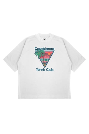 Unisex Oversize CASABLANCA ÜÇGEN GÜNBATIMI Baskılı Boxy Fit Kalın Kumaşlı (240gsm) T-shirt