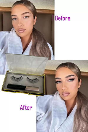 Caş Dekorasyon Manyetik Eyeliner'lı Mıknatıslı Doğal İpek Takma Kirpik #001 Yoğun