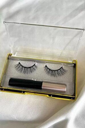 Caş Dekorasyon Manyetik Eyeliner'lı Mıknatıslı Doğal İpek Takma Kirpik #001 Yoğun