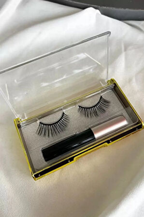 Caş Dekorasyon Manyetik Eyeliner'lı Mıknatıslı Doğal İpek Takma Kirpik #003 Yoğun
