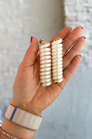 Caş Dekorasyon Beyaz Renk 2´li Yaylı Spiral Toka