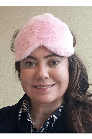 Caş Dekorasyon Pembe Renk Kalp Figürlü Peluş Uyku Bandı