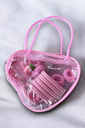 Caş Dekorasyon Pembe Renk Çantalı Çocuk Toka Set