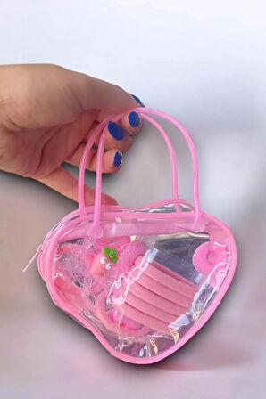 Caş Dekorasyon Pembe Renk Çantalı Çocuk Toka Set
