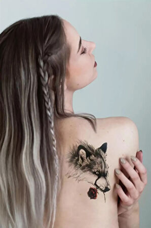 Caş Dekorasyon Kurt Figürlü Geçici Dövme Tattoo
