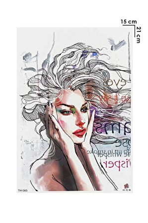 Caş Dekorasyon Kadın Modelli ve Yazılı Geçici Dövme Tattoo