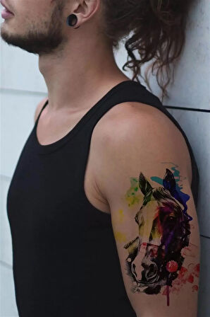 Caş Dekorasyon At Kafası Geçici Dövme Tattoo