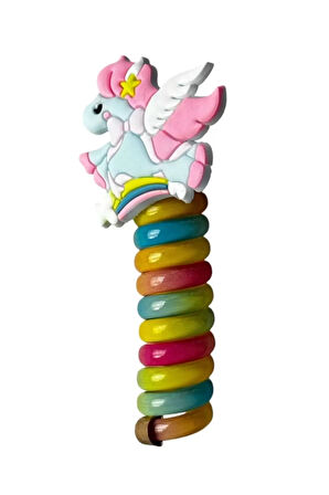 Caş Dekorasyon Mavi Renk Unicorn Figürlü Yaylı Spiral Toka