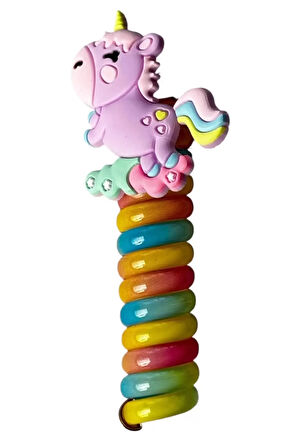 Caş Dekorasyon Mor Renk Unicorn Figürlü Yaylı Spiral Toka