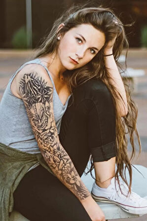 Caş Dekorasyon Motifli Geçici Kol Dövme Tattoo
