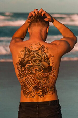 Caş Dekorasyon Kaplan Modelli Geçici Sırt Dövme Tattoo
