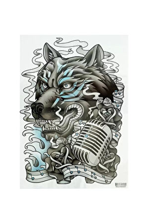 Caş Dekorasyon Kaplan Modelli Geçici Sırt Dövme Tattoo