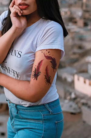 Caş Dekorasyon Tüy Figürlü Geçici Dövme Tattoo