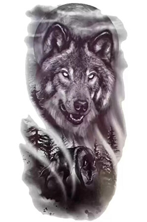 Caş Dekorasyon Kurt Figürlü Geçici Dövme Tattoo