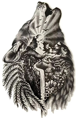 Caş Dekorasyon Kurt Figürlü Geçici Dövme Tattoo