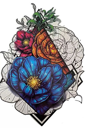 Caş Dekorasyon Gül Figürlü Geçici Dövme Tattoo
