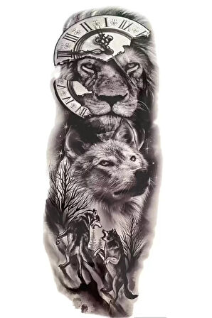 Caş Dekorasyon Geçici Kurt Ve Aslan Figürlü Dövme Tattoo