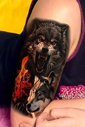 Caş Dekorasyon Kurt Figürlü Geçici Dövme Tattoo