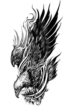 Caş Dekorasyon Kartal Figürlü Geçici Dövme Tattoo