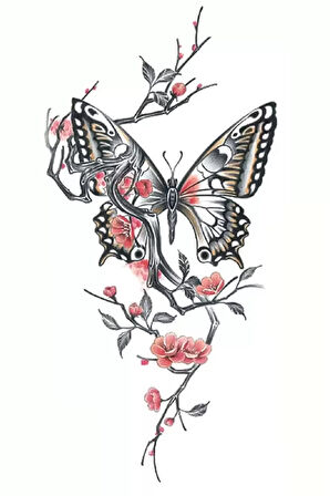 Caş Dekorasyon Kelebek Figürlü Geçici Dövme Tattoo