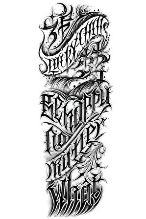 Caş Dekorasyon Geçici Yazı Detaylı Dövme Tattoo