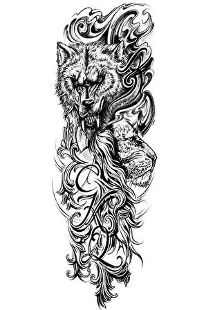 Caş Dekorasyon Geçici Kurt Figürlü Dövme Tattoo
