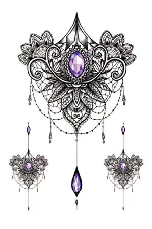 Caş Dekorasyon Lotus Figürlü Geçici Dövme Tattoo