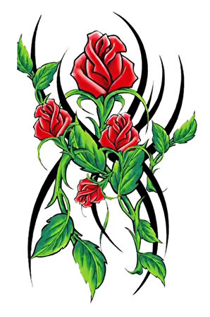 Caş Dekorasyon Gül Figürlü Geçici Dövme Tattoo
