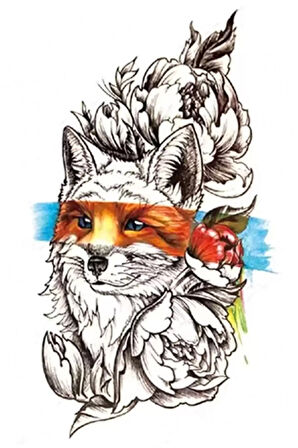 Caş Dekorasyon Tilki Figürlü Geçici Dövme Tattoo