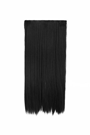 Caş Dekorasyon Isıya Dayanıklı Yarımay Çıt Çıt Saç - 1B - Siyah - Düz - 60 Cm - 110 gr