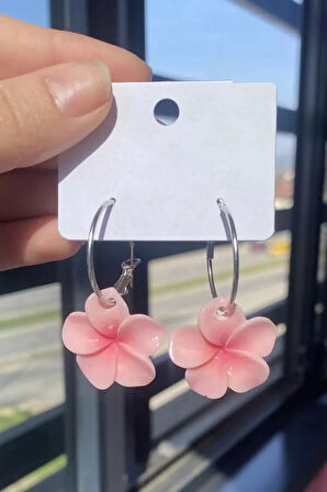 Pembe Renk Sallantılı Lotus Küpe (Çift)