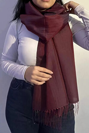 Caş Dekorasyon Bordo Renk Tafta Şal