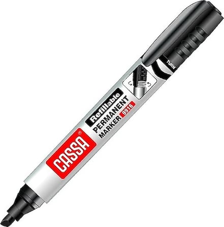 Cassa 9916 Siyah Kesik Uç Permanent Koli Kalemi - 6'lı Set