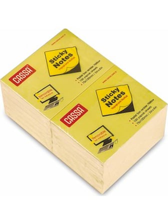 Cassa JT-03 76 x 76 mm Sarı Yapışkanlı Not Kağıdı - 24'lü Paket (2.400 Yaprak)