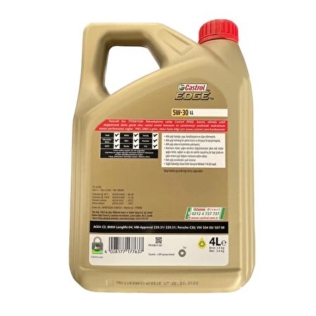 Castrol Edge LL 5W30 4LT (Yeni Ambalaj)