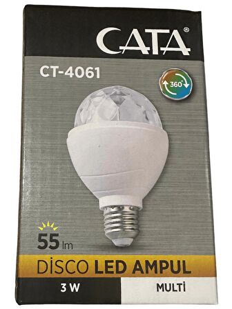 Cata CT-4061 Disco Led Ampul RGB 3W E27 Duylu
