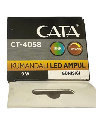 Cata CT-4058 9W 2700K (Sarı) RGB Kumandalı Led Ampul E27 Duylu (2 Adet)