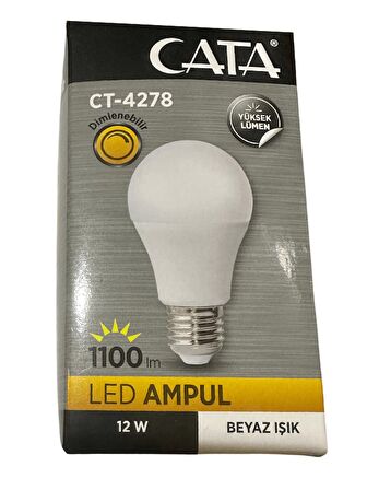 Cata CT-4278 12W 6400K (Beyaz Işık) Dimlenebilir E27 Duylu Led Ampul