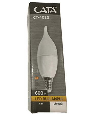 Cata CT-4080 7W 3200K (Günışığı) E14 Duylu Led Kıvrık Buji Ampul (8 Adet)