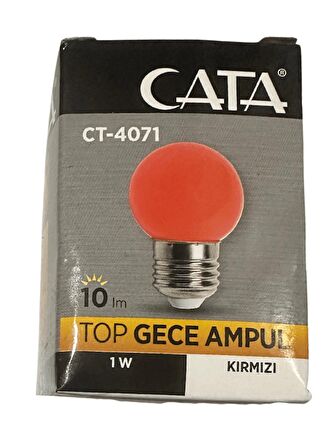 Cata CT-4071 1W Kırmızı Işık E27 Duylu Top Gece Led Ampul (8 Adet)