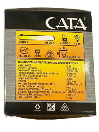 Cata CT-4215 Günışığı 7W GU10 Duylu Led Spot Ampul (2 Adet)